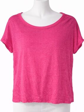 Rachel Zoe Woman’s Bright Pink Short Sleeve 100% Linen Top